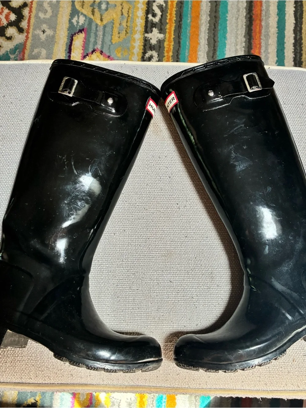 Hunter Original Black Gloss Tall Rain Boots women’s size 6 AUTHENTIC